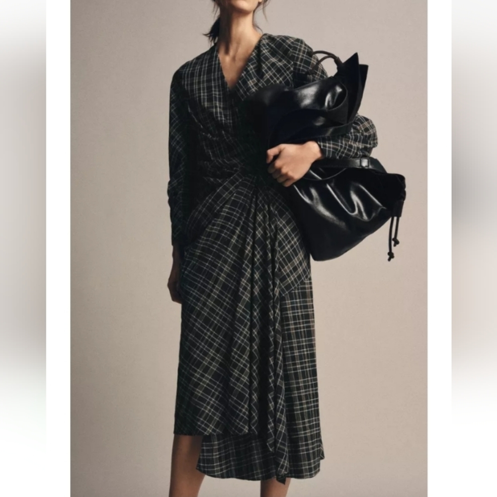ZARA WOMAN COLLECTION Draped Plaid DRESS NWT SIZE MEDIUM